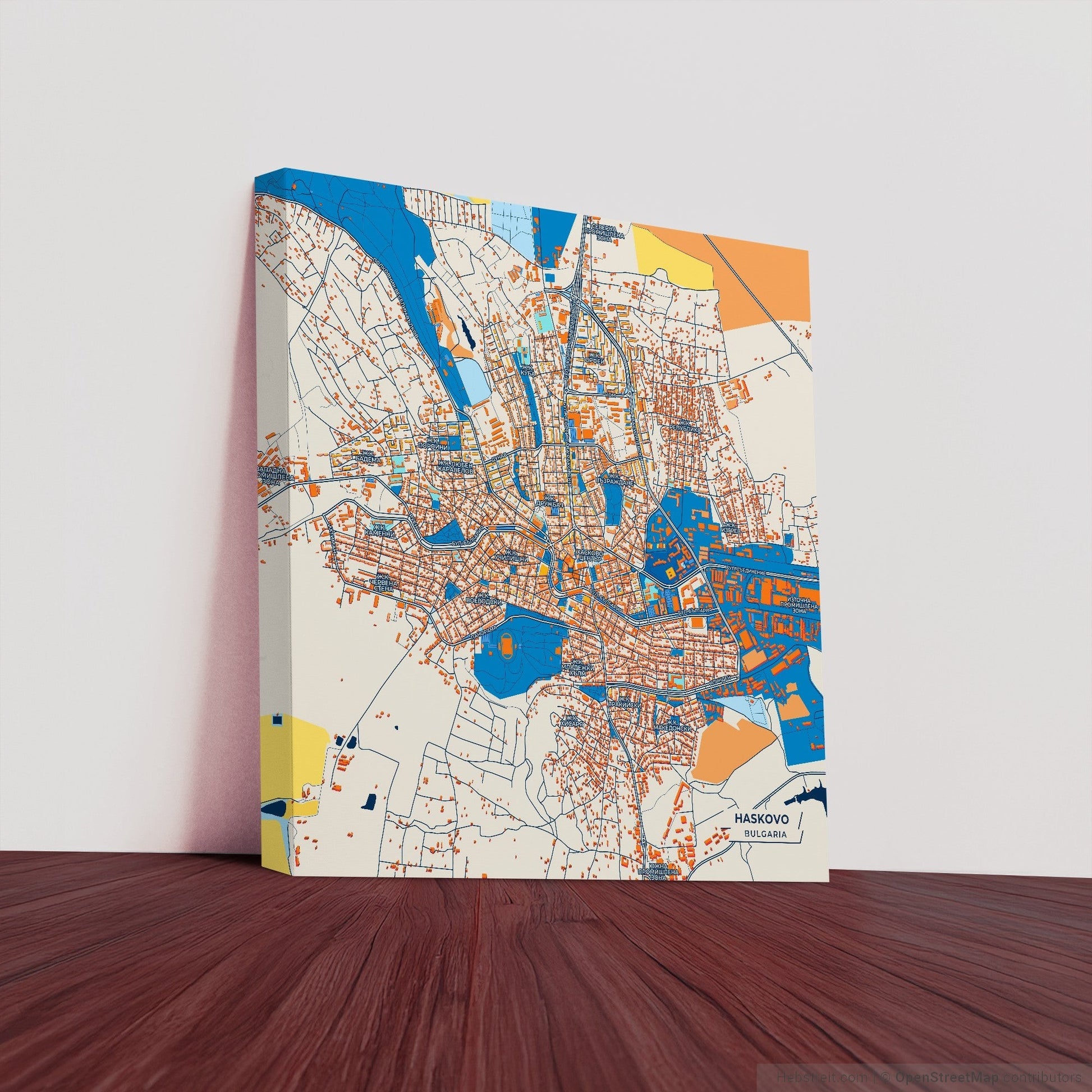 Хасково Bulgaria Colorful City Map Canvas Print