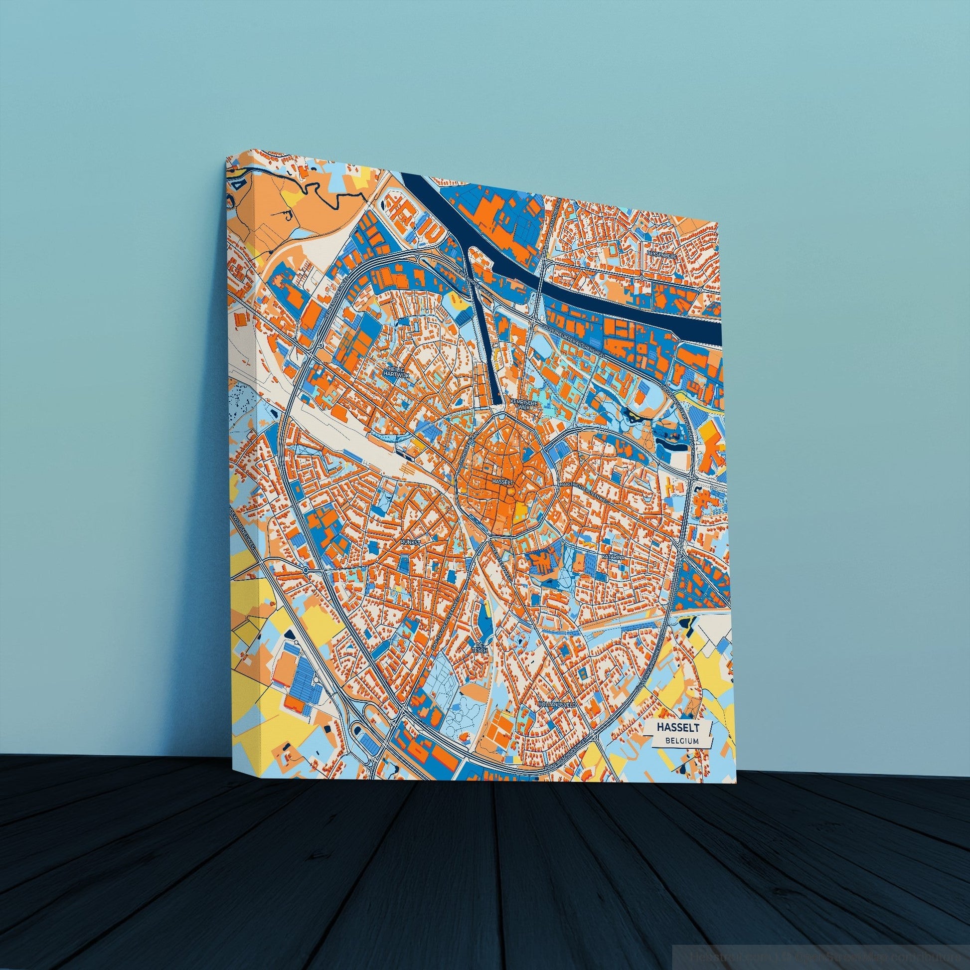 Hasselt Belgium Colorful City Map Canvas Print