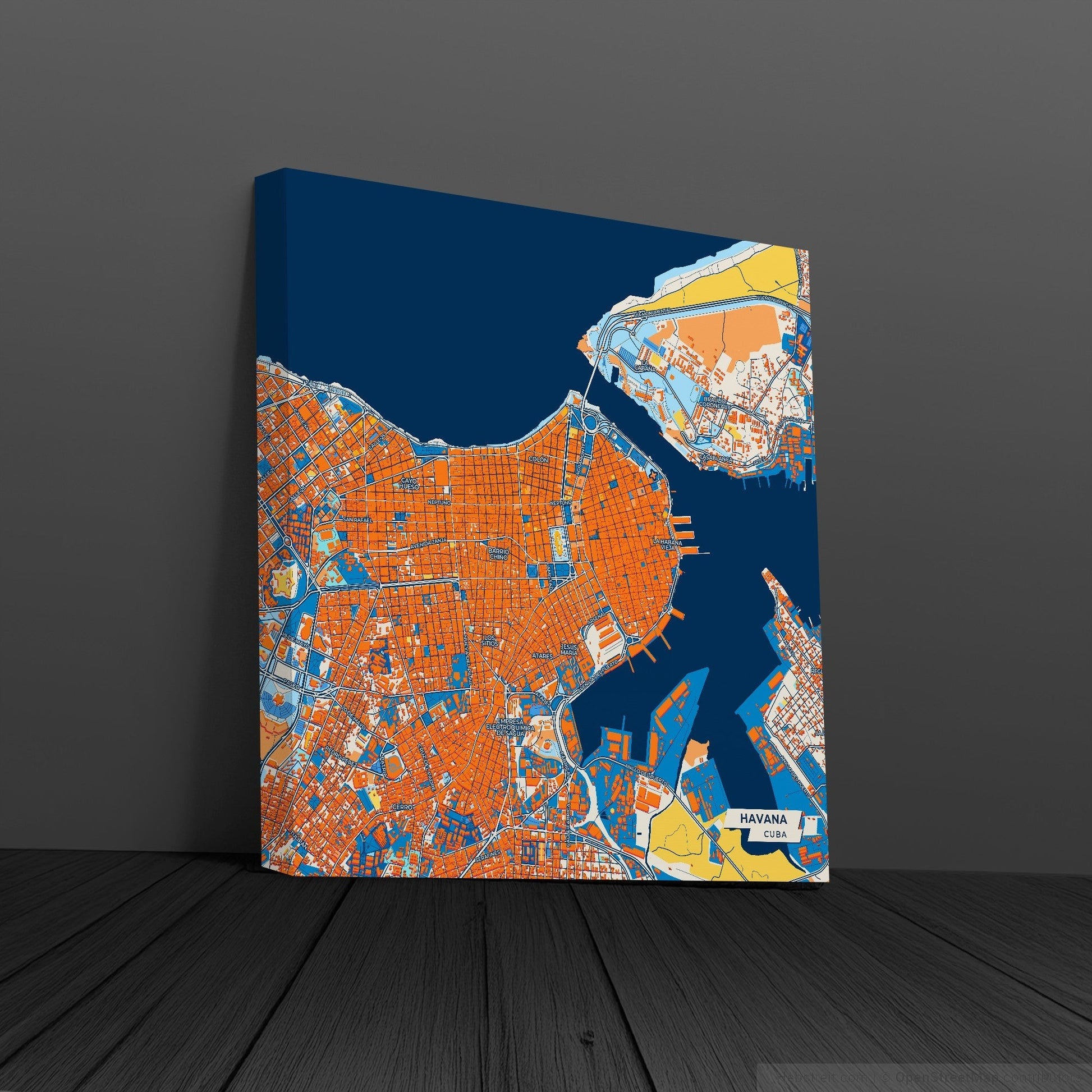 Havana Cuba Colorful City Map Canvas Print