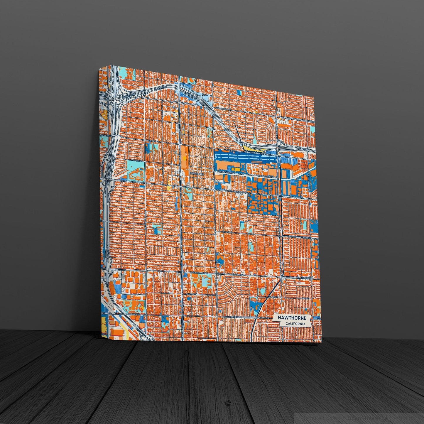 Hawthorne California Colorful City Map Canvas Print