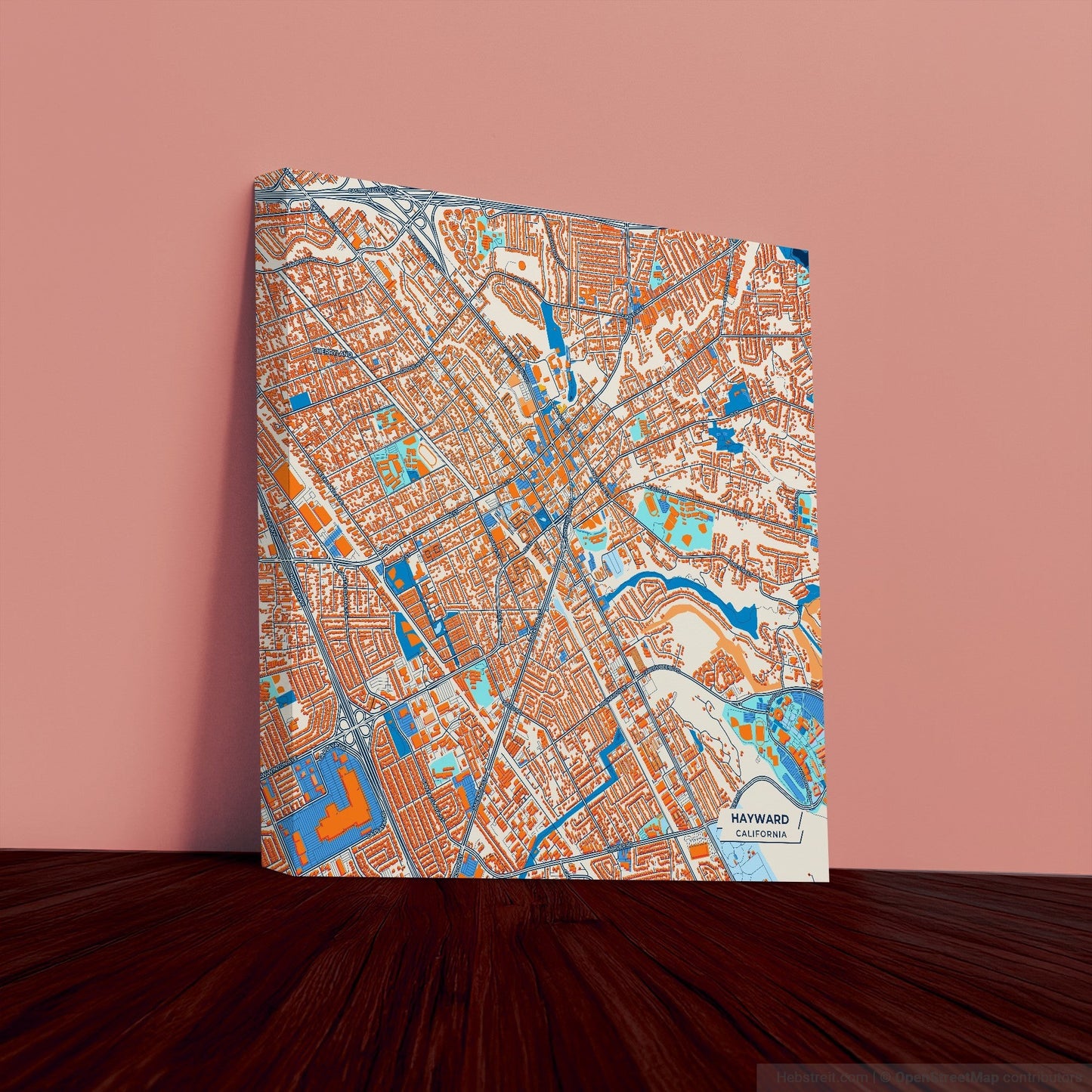 Hayward California Colorful City Map Canvas Print