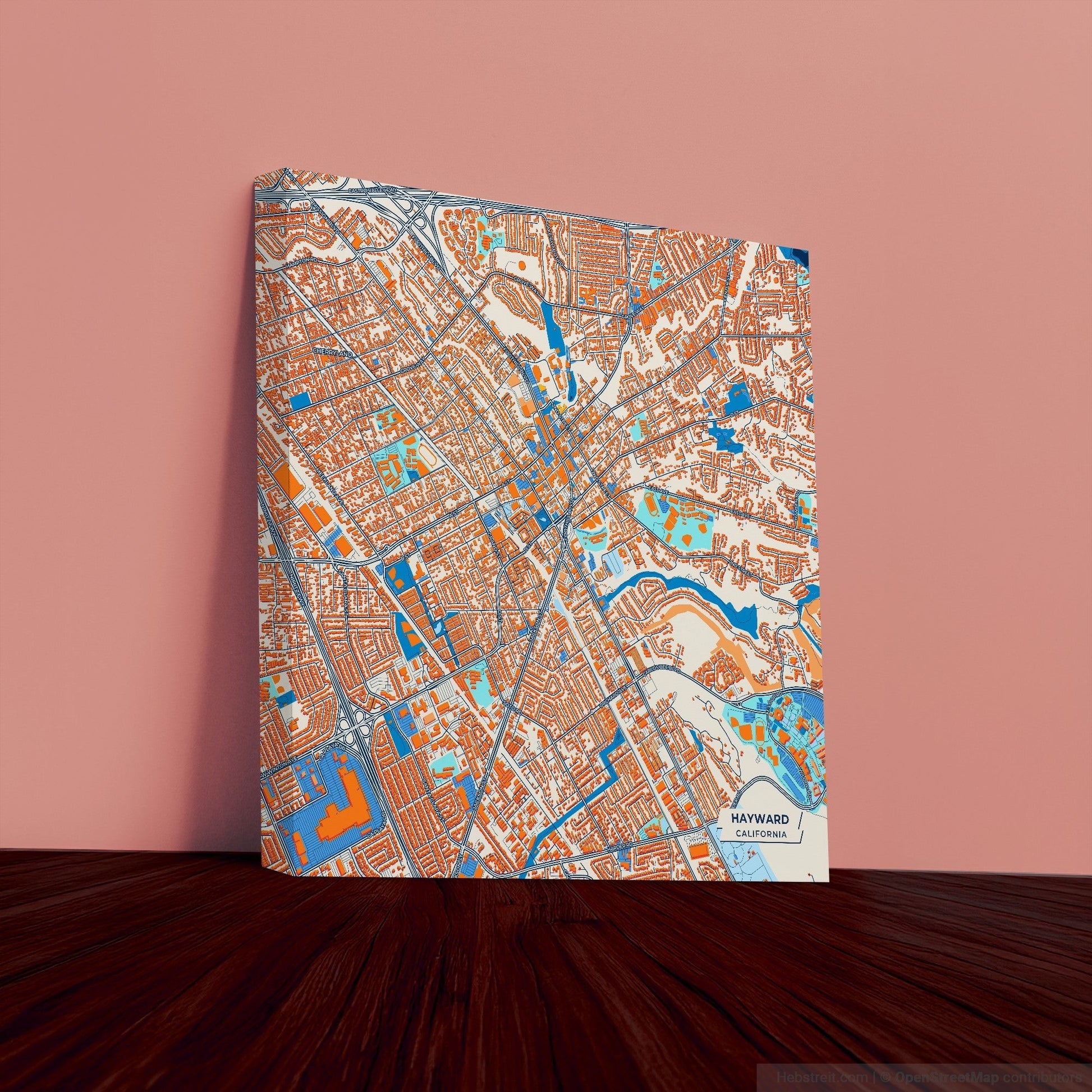 Hayward California Colorful City Map Canvas Print
