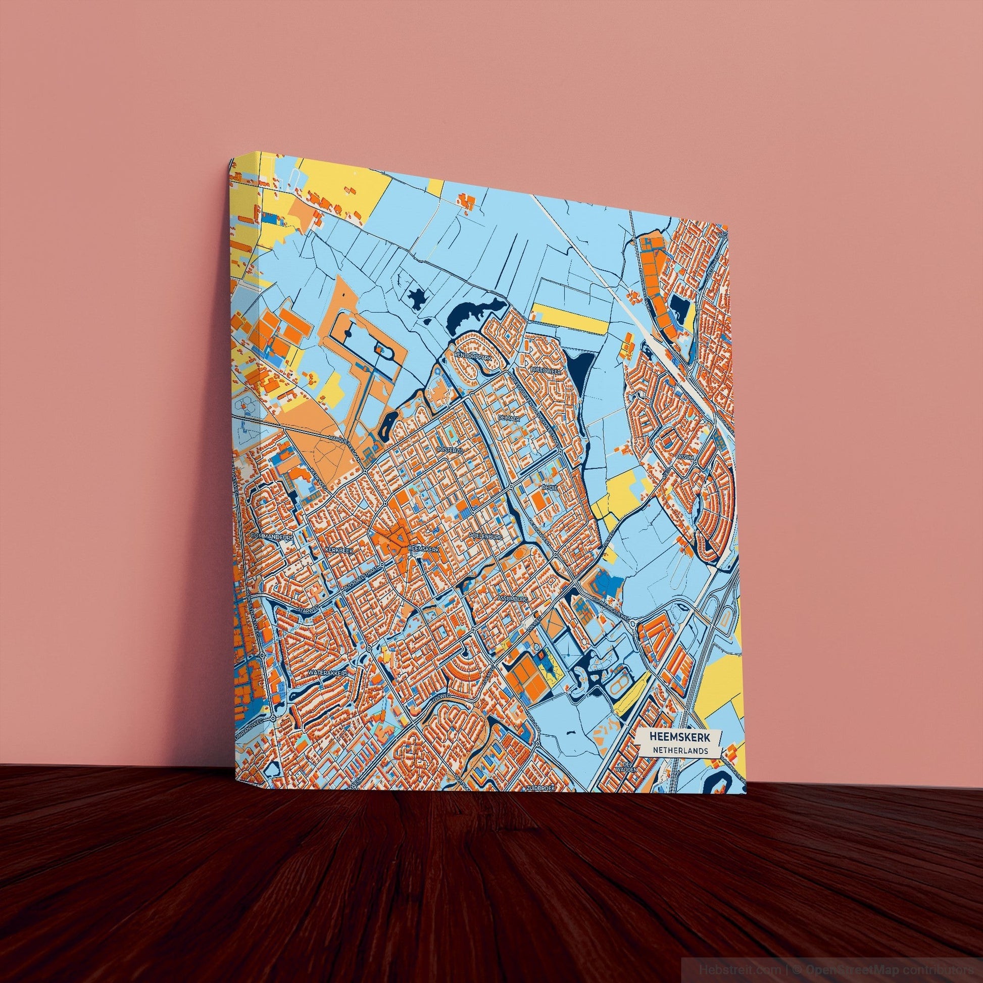 Heemskerk Netherlands Colorful City Map Canvas Print
