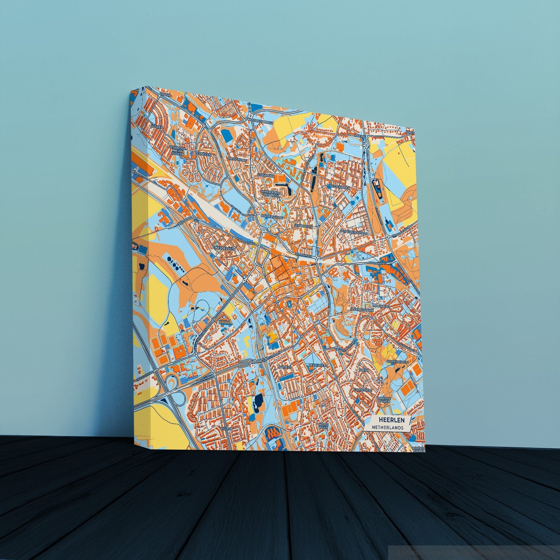 Heerlen Netherlands Colorful City Map Canvas Print