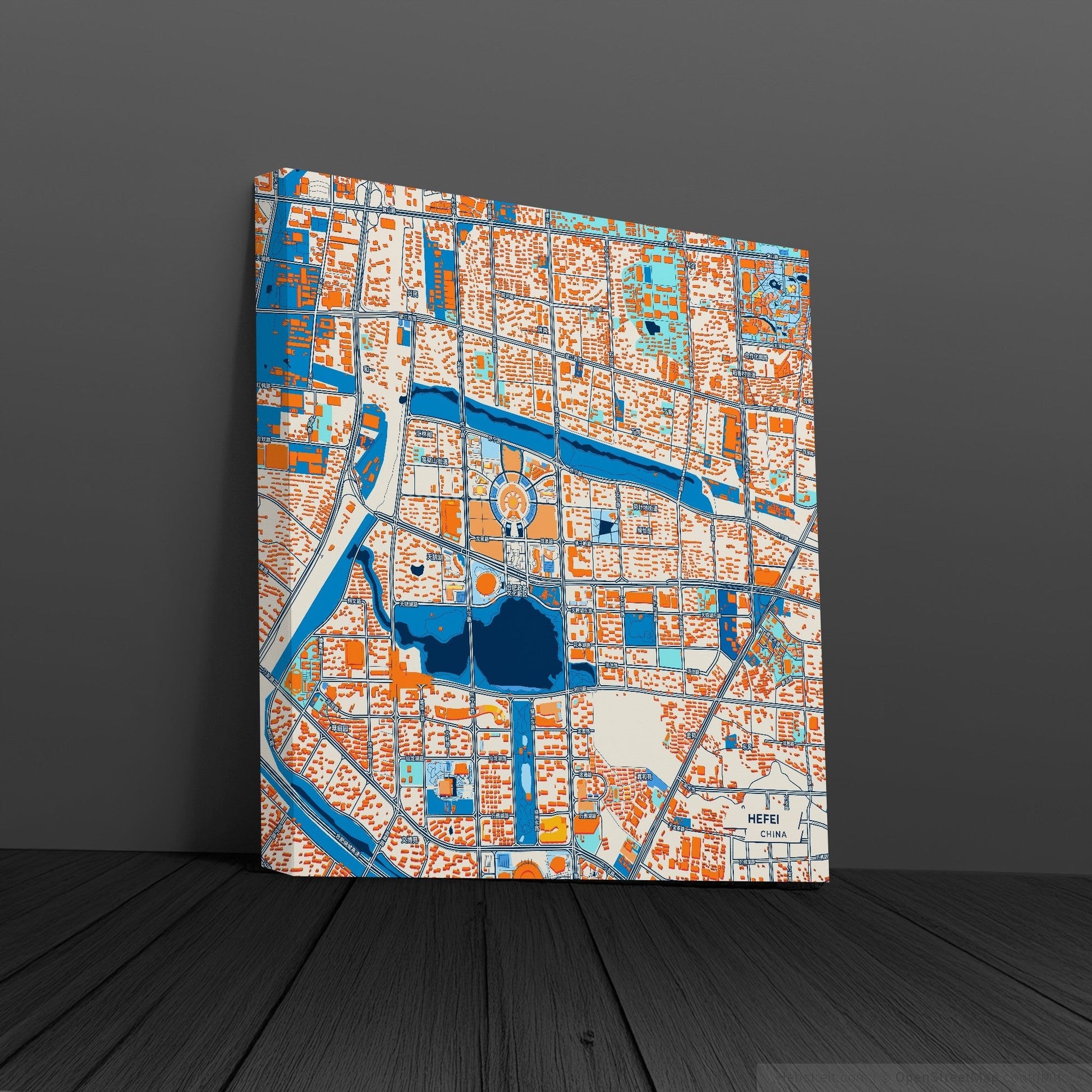 Hefei China Colorful City Map Canvas Print
