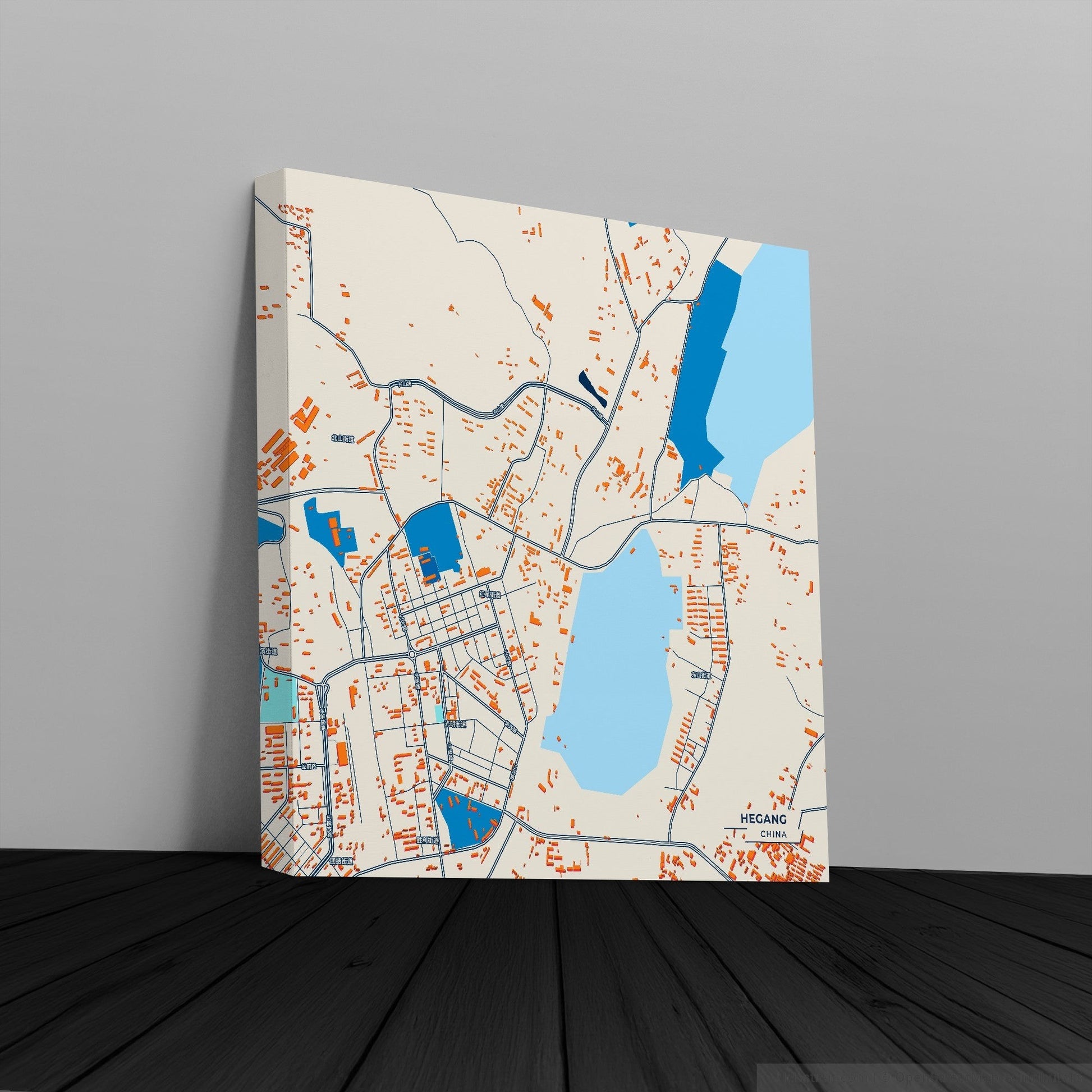 Hegang China Colorful City Map Canvas Print