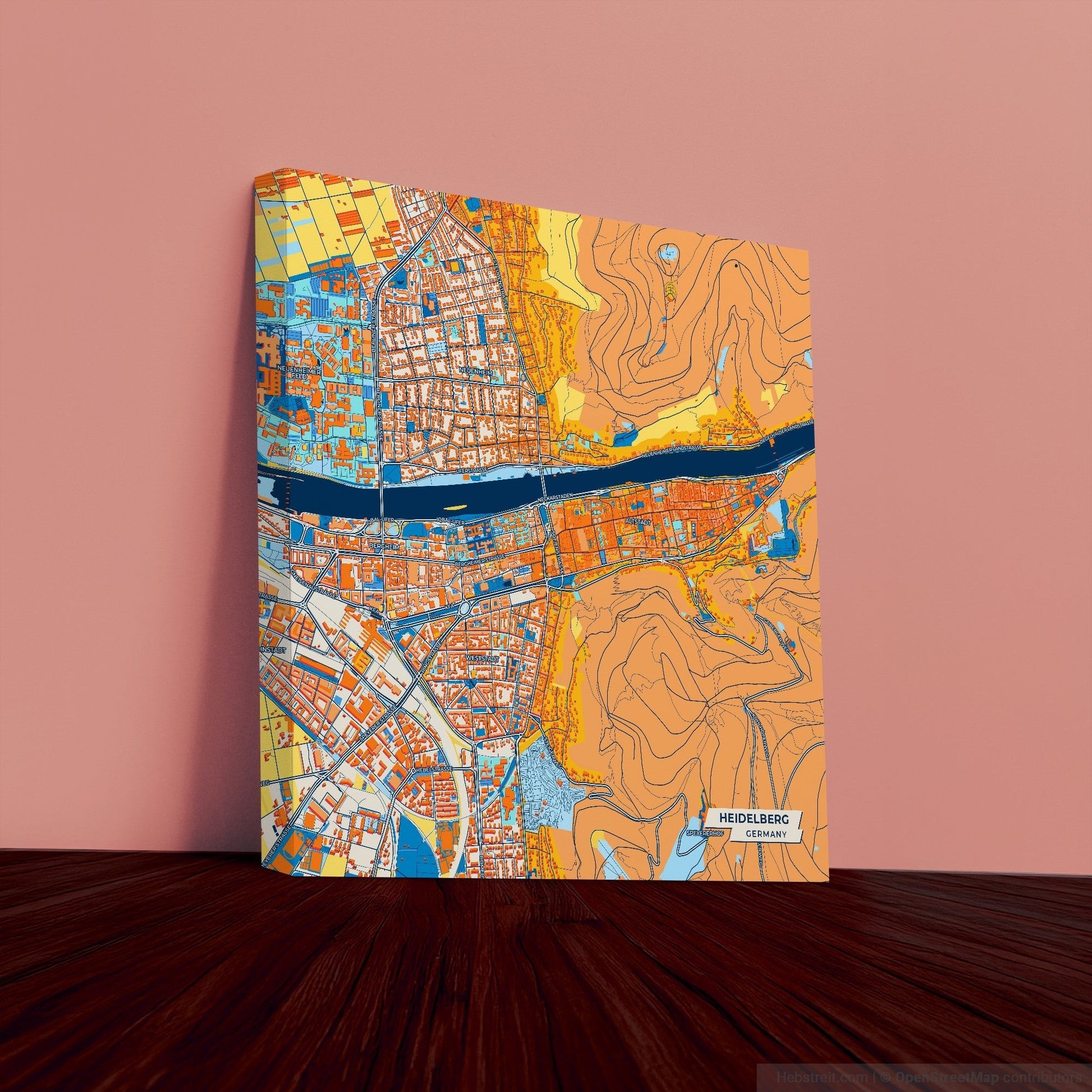 Heidelberg Germany Colorful City Map Canvas Print