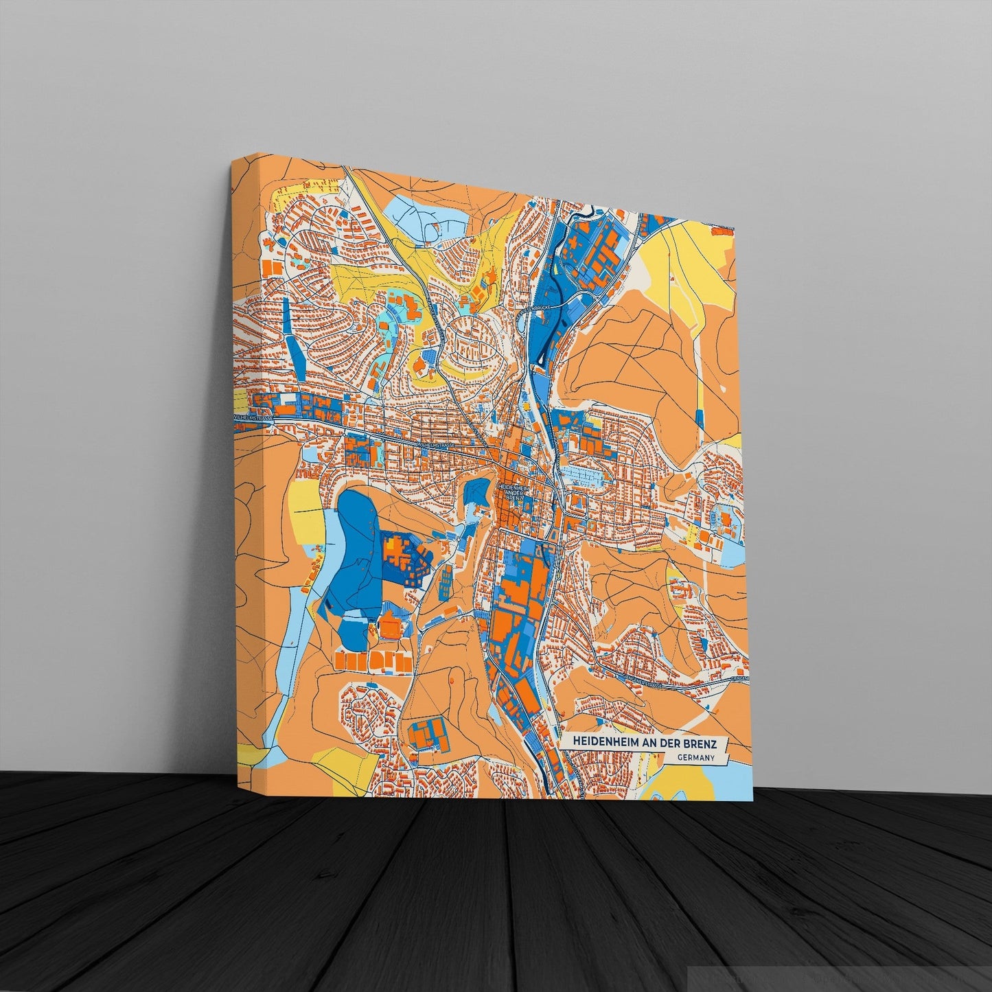 Heidenheim A.D. Brenz Germany Colorful City Map Canvas Print