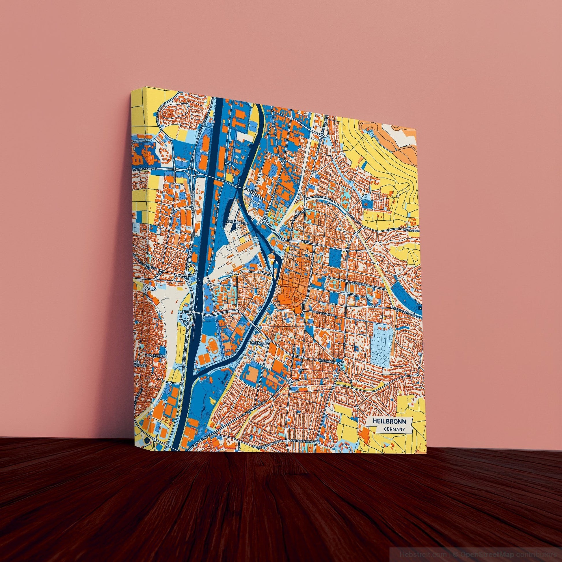 Heilbronn Germany Colorful City Map Canvas Print