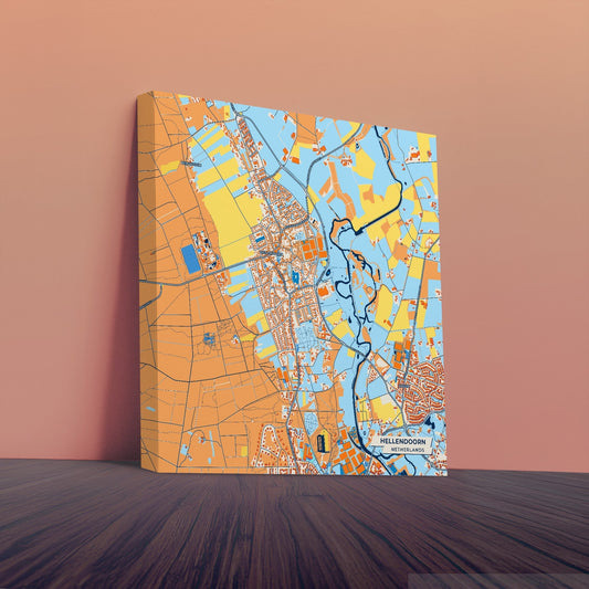 Hellendoorn Netherlands Colorful City Map Canvas Print