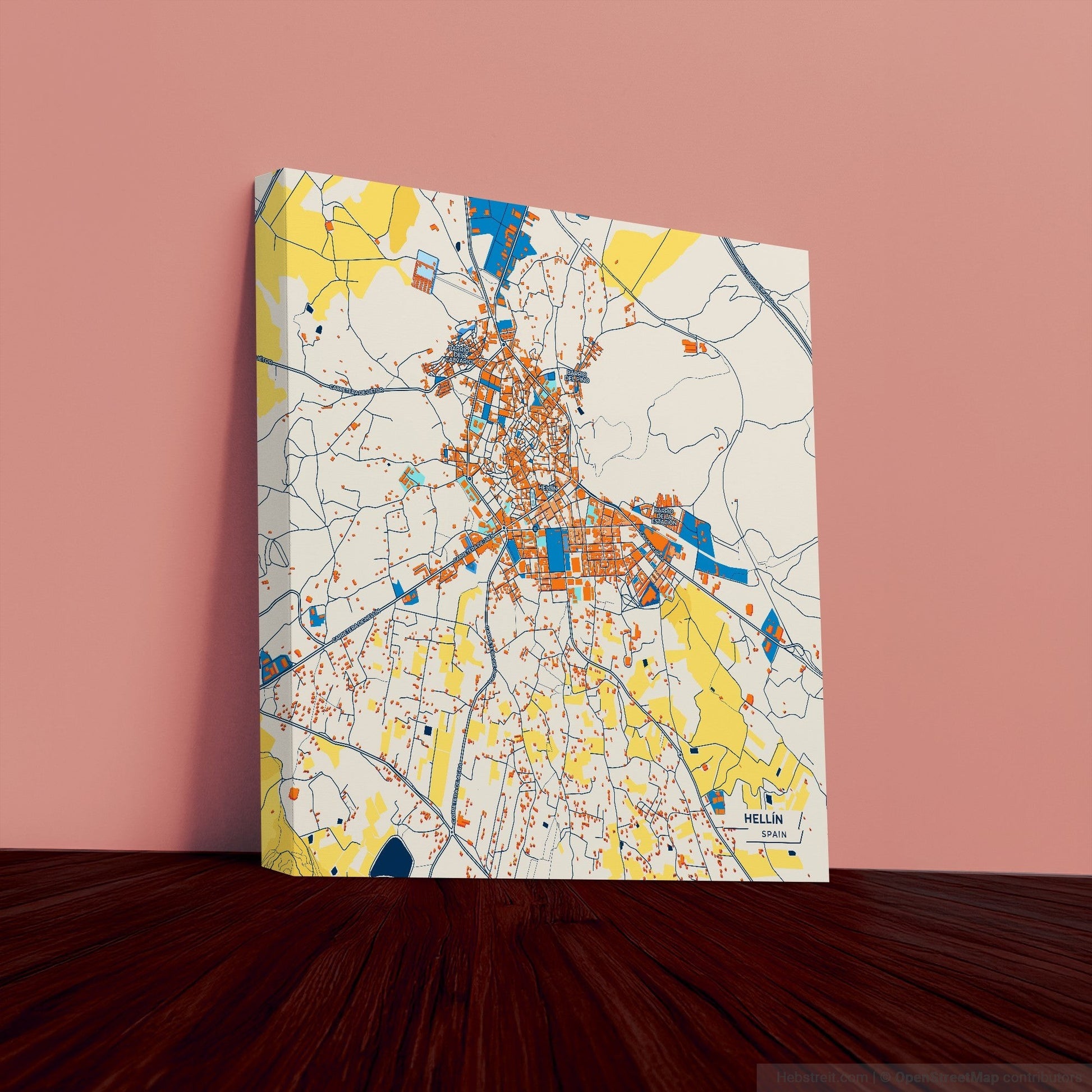 Hellín Spain Colorful City Map Canvas Print