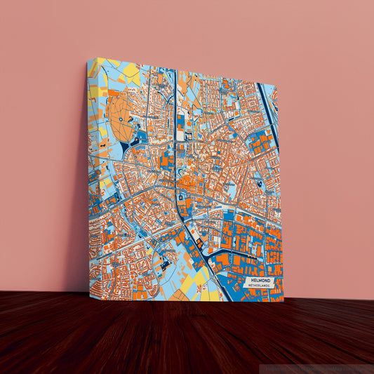 Helmond Netherlands Colorful City Map Canvas Print