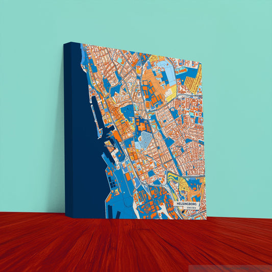 Helsingborg Sweden Colorful City Map Canvas Print