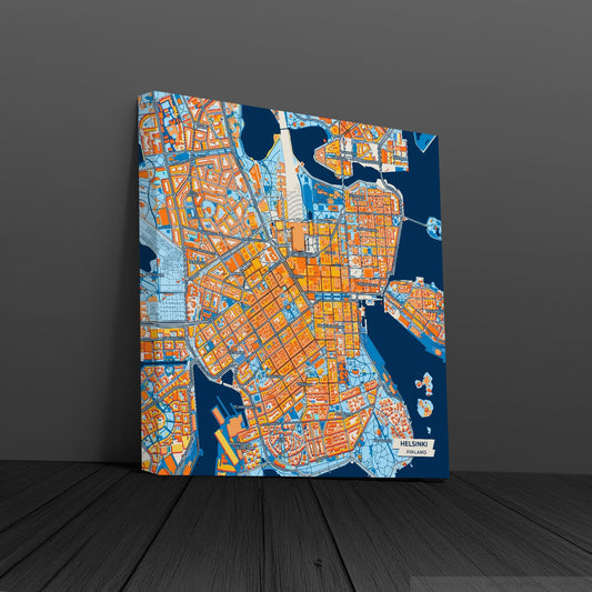 Helsinki Finland Colorful City Map Canvas Print
