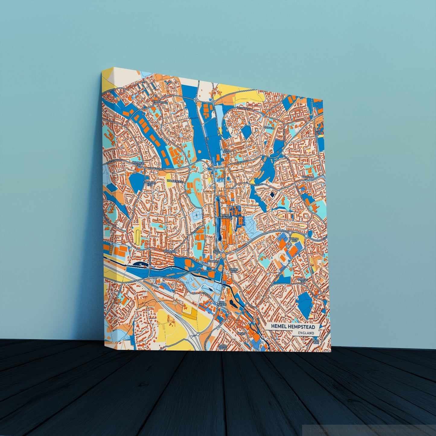 Hemel Hempstead England Colorful City Map Canvas Print