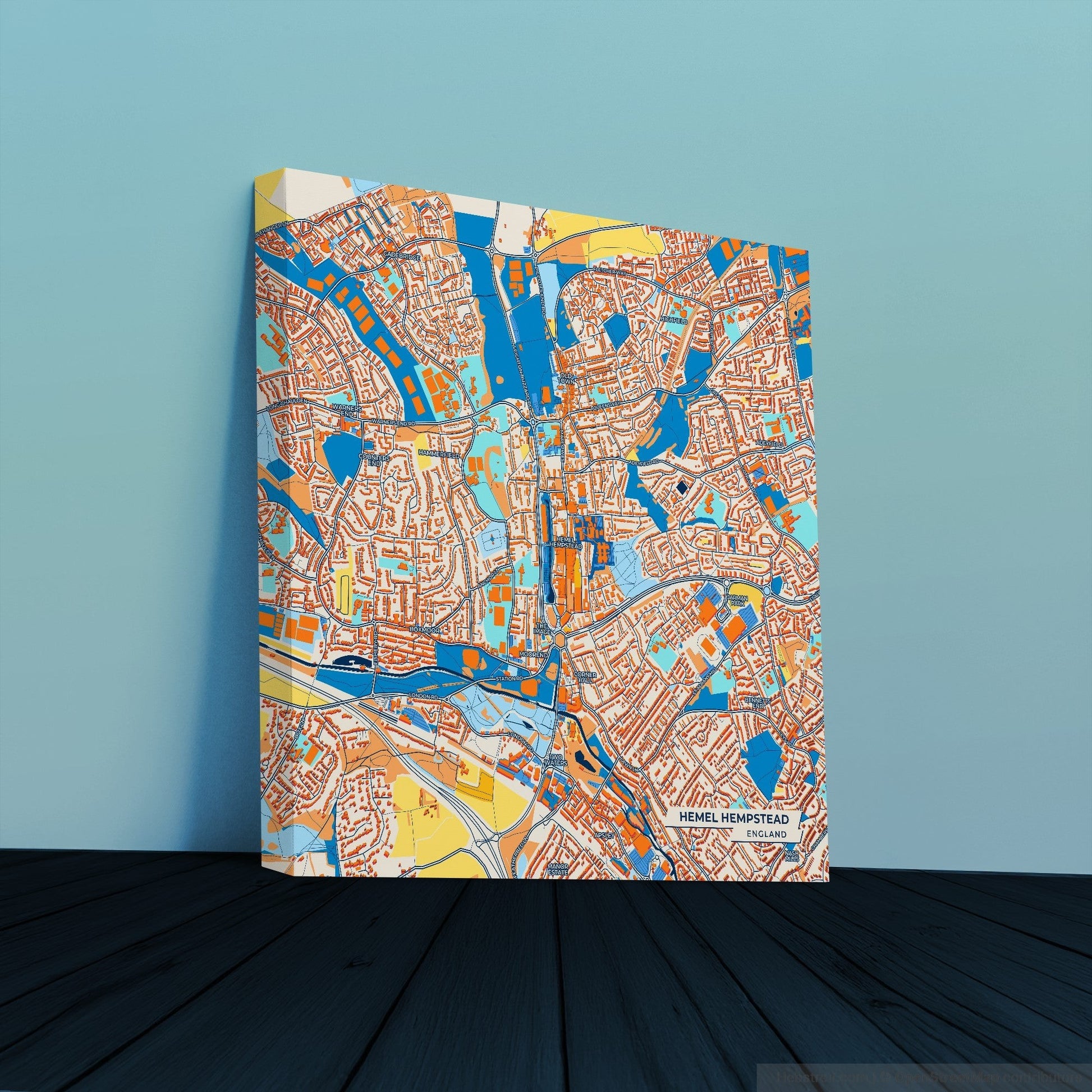 Hemel Hempstead England Colorful City Map Canvas Print