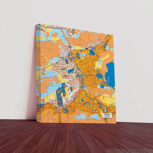 Hemer Germany Colorful City Map Canvas Print