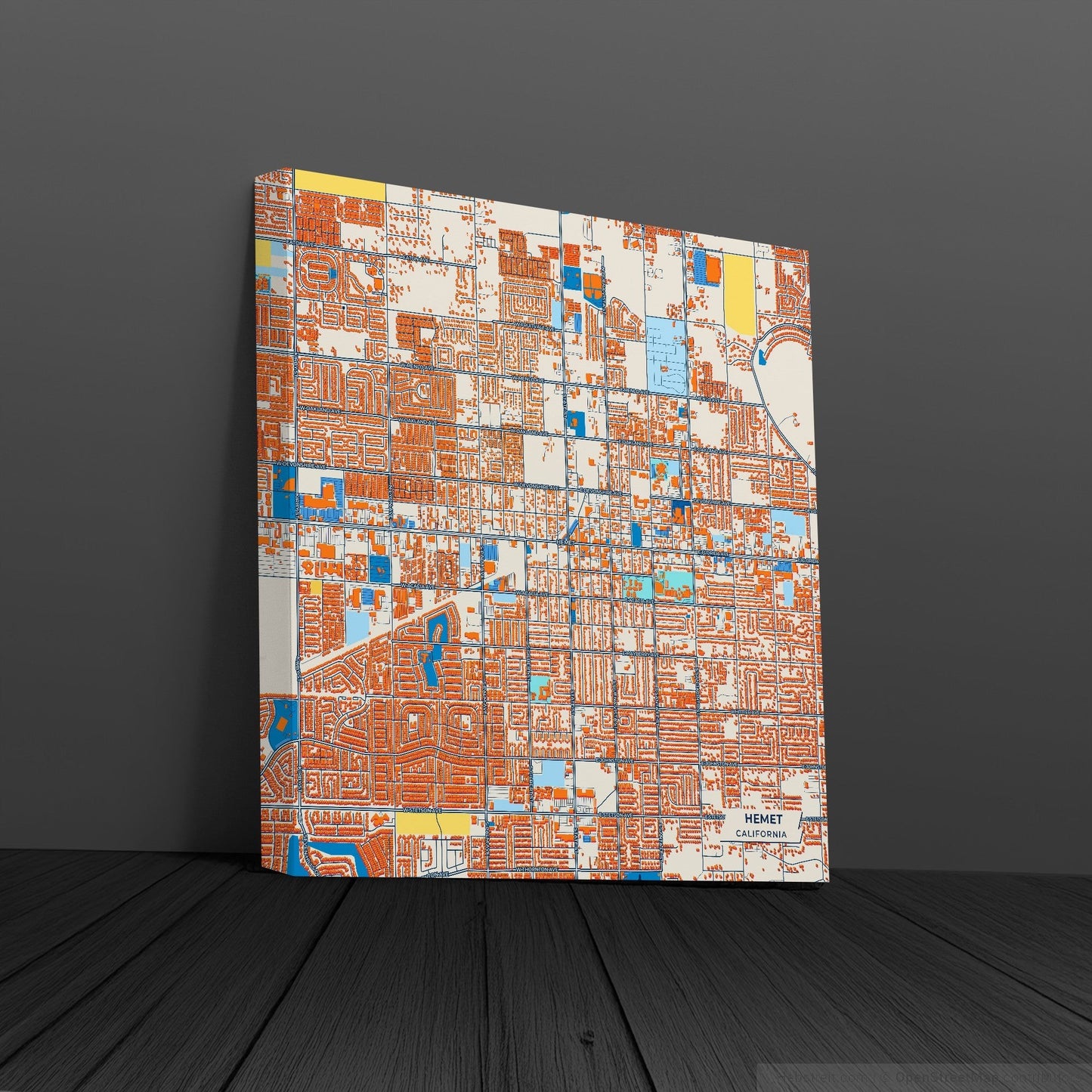 Hemet California Colorful City Map Canvas Print