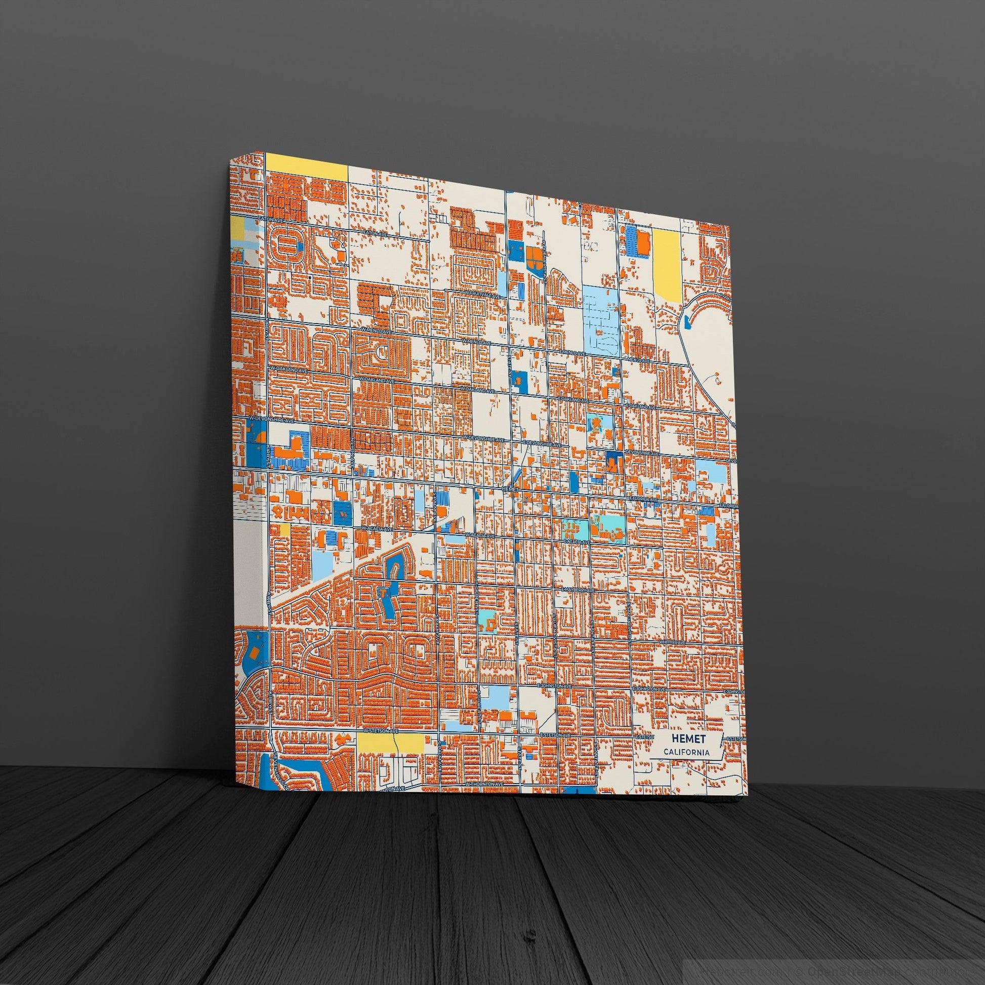 Hemet California Colorful City Map Canvas Print