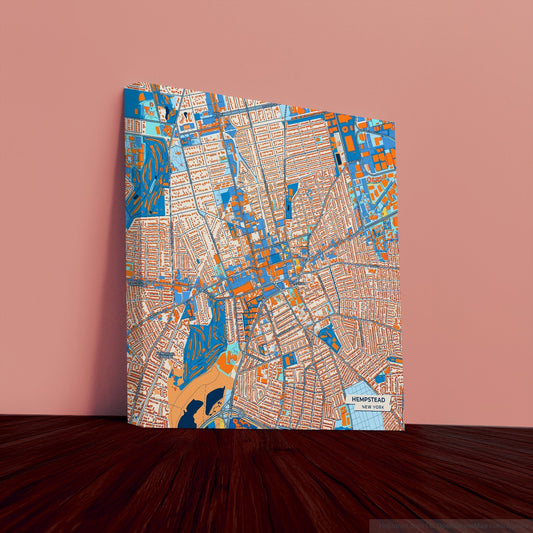 Hempstead New York Colorful City Map Canvas Print