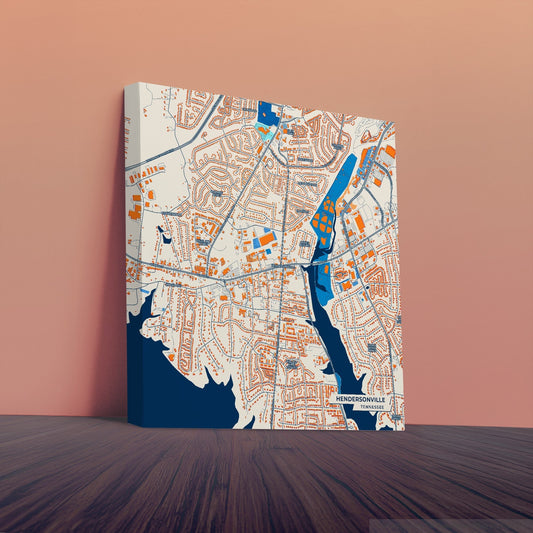 Hendersonville Tennessee Colorful City Map Canvas Print
