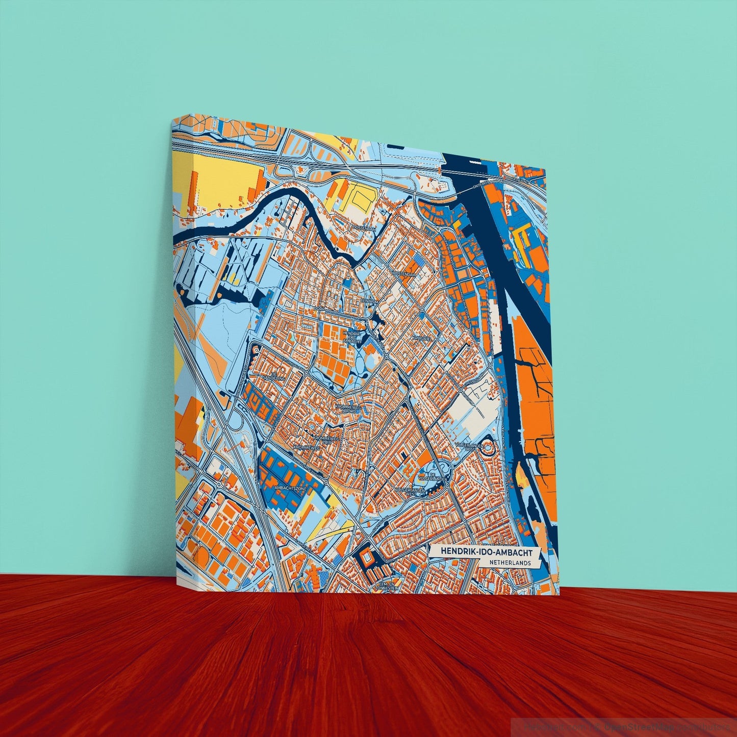 Hendrik-Ido-Ambacht Netherlands Colorful City Map Canvas Print