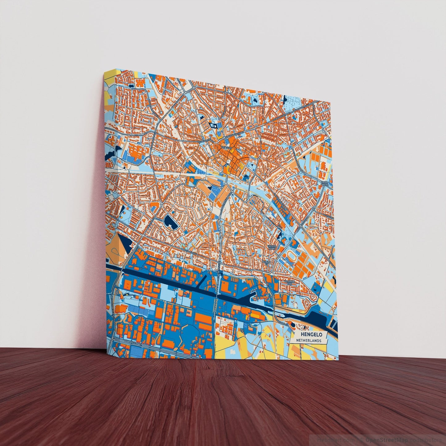 Hengelo Netherlands Colorful City Map Canvas Print