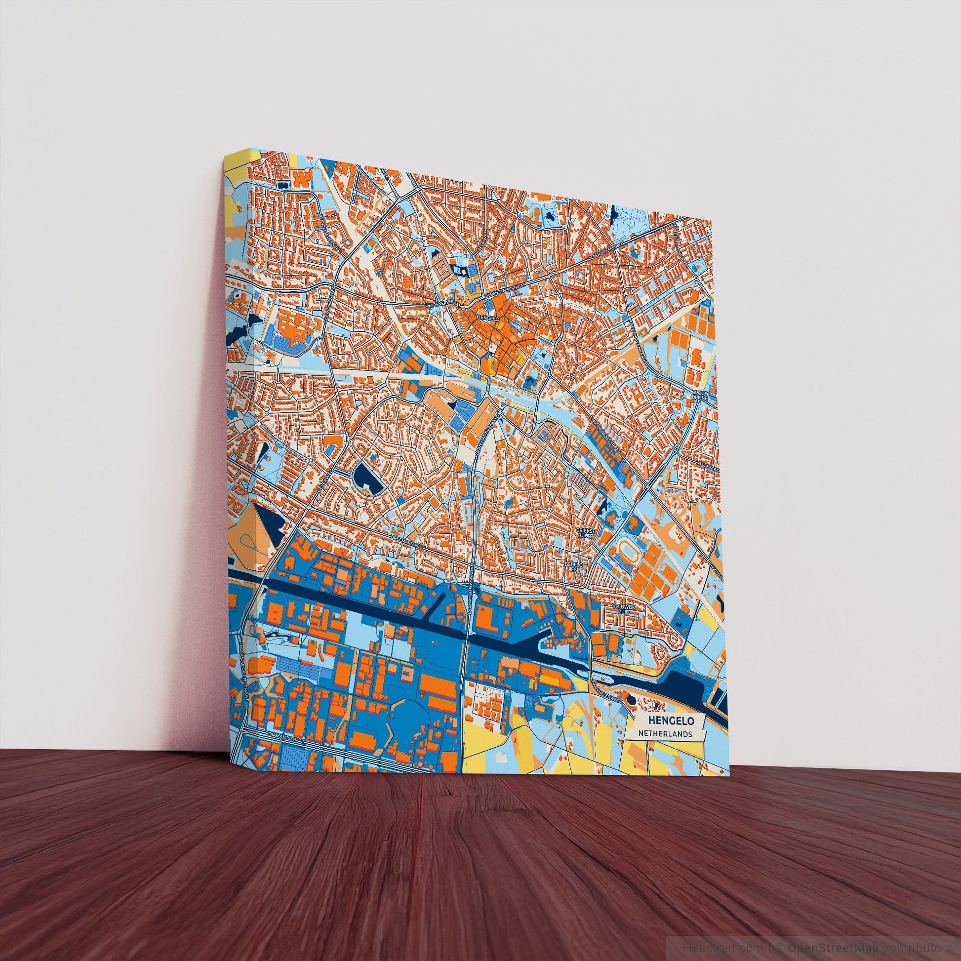 Hengelo Netherlands Colorful City Map Canvas Print