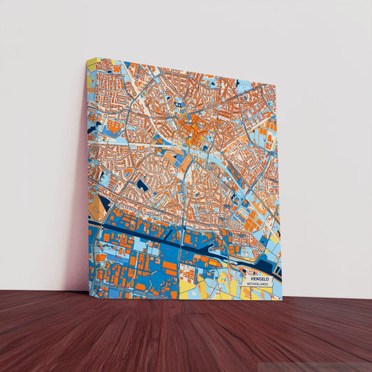 Hengelo Netherlands Colorful City Map Canvas Print