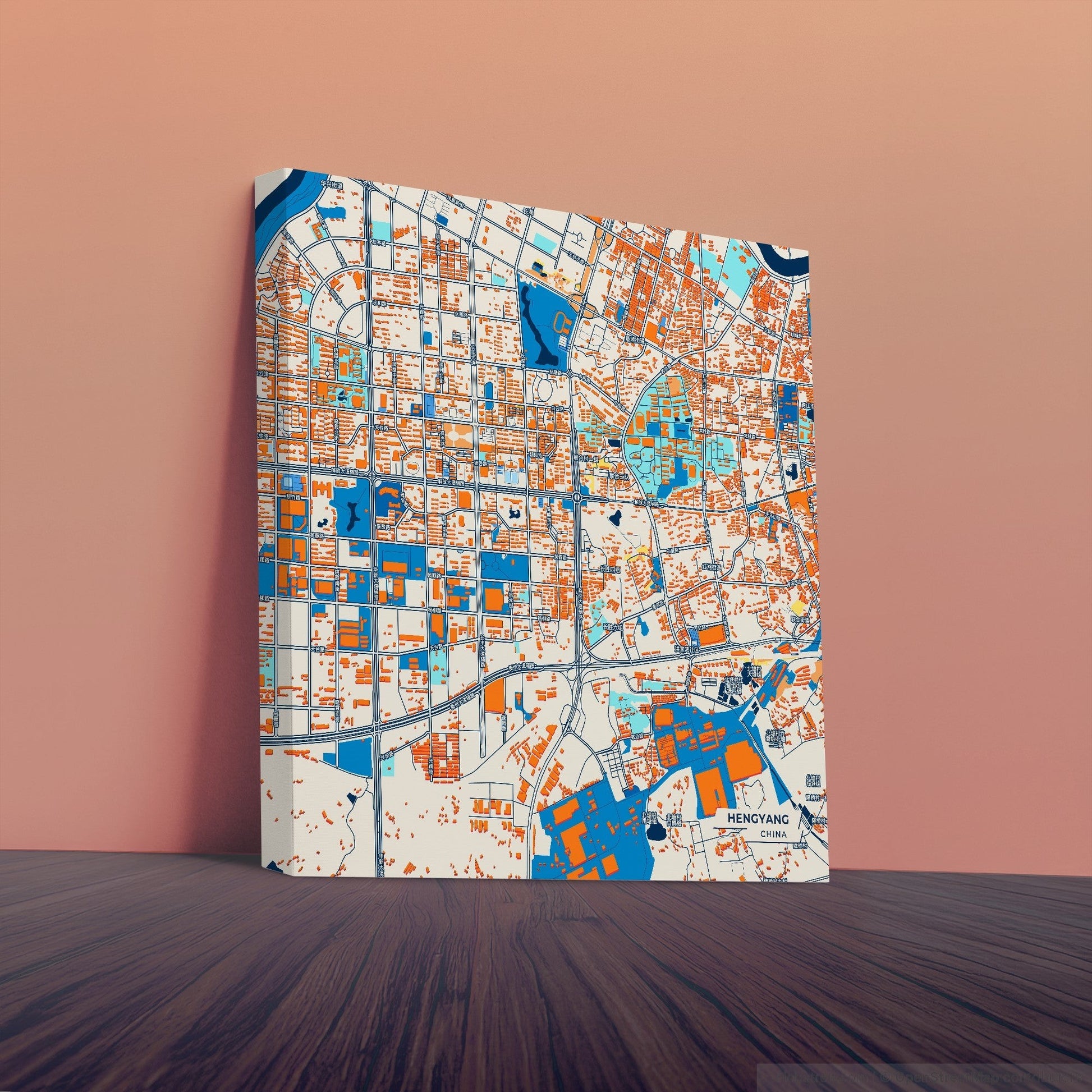 Hengyang China Colorful City Map Canvas Print