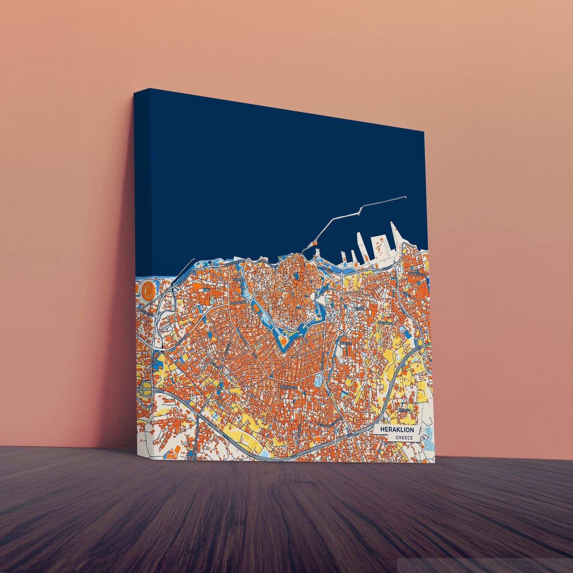 Ηρακλειο Greece Colorful City Map Canvas Print