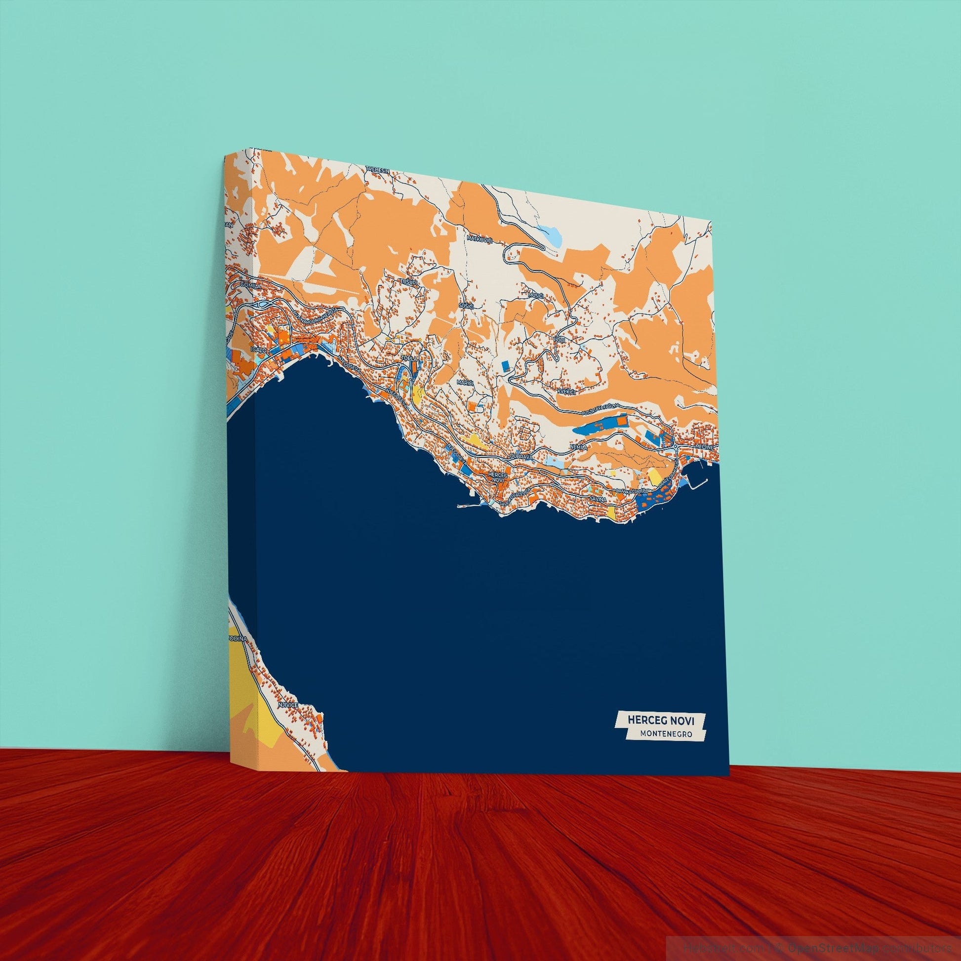 Herceg Novi Montenegro Colorful City Map Canvas Print