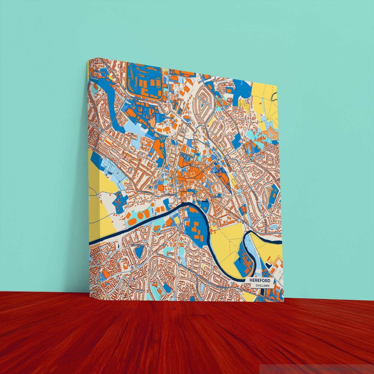 Hereford England Colorful City Map Canvas Print