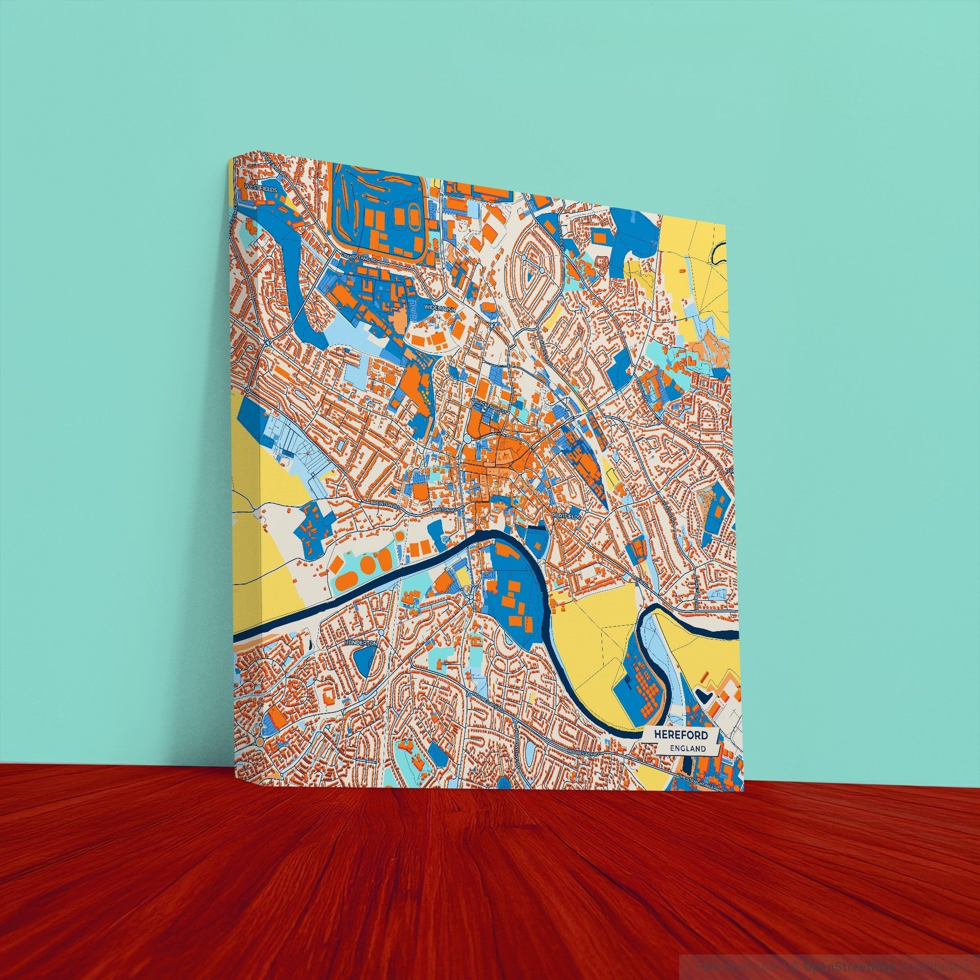 Hereford England Colorful City Map Canvas Print