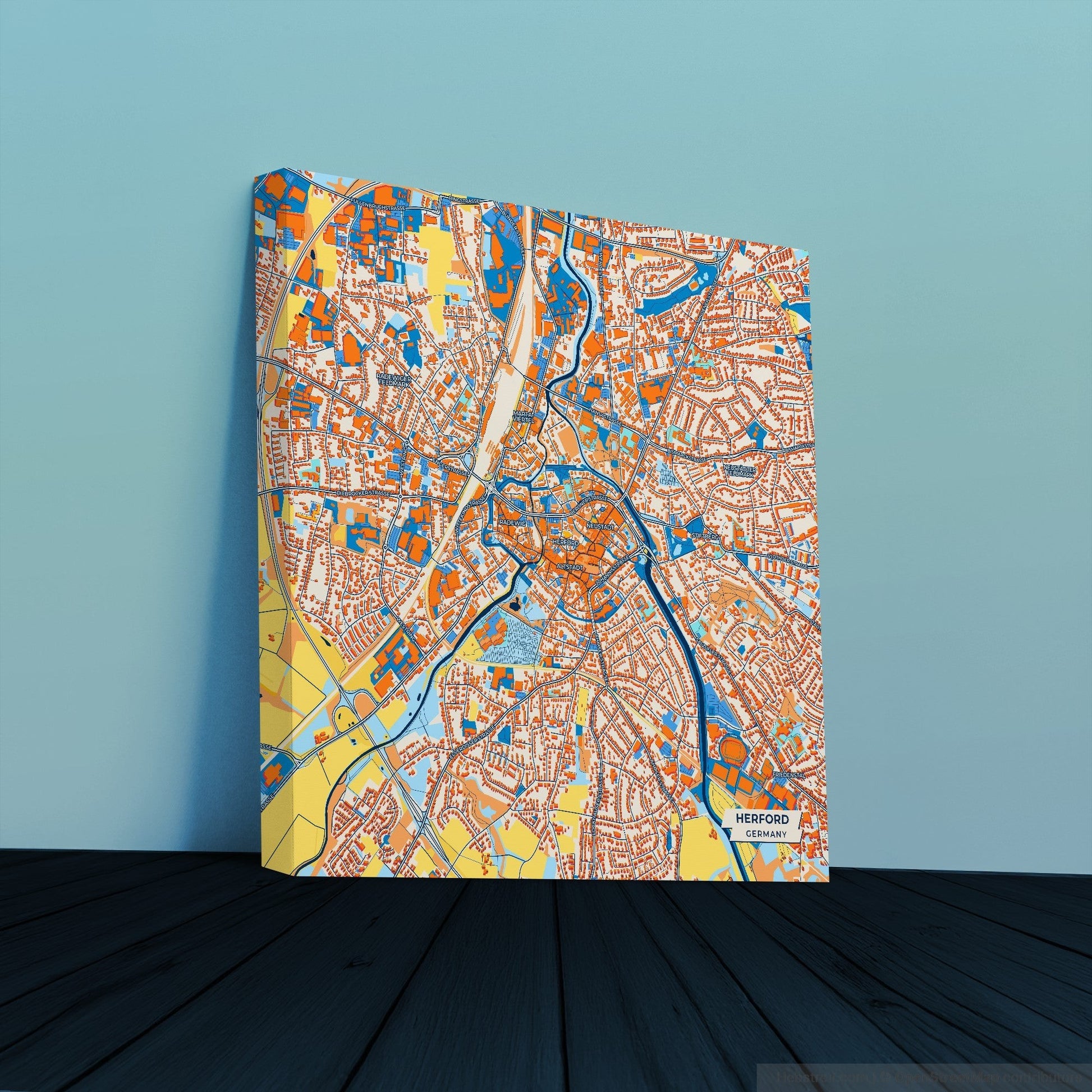 Herford Germany Colorful City Map Canvas Print