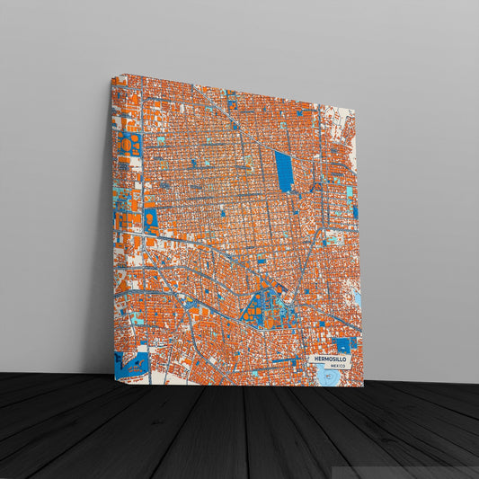 Hermosillo Mexico Colorful City Map Canvas Print