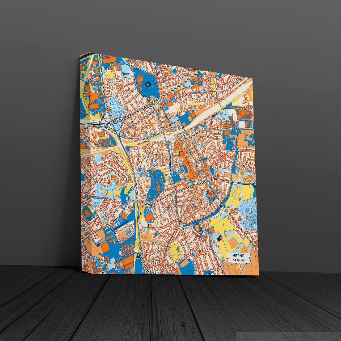 Herne Germany Colorful City Map Canvas Print