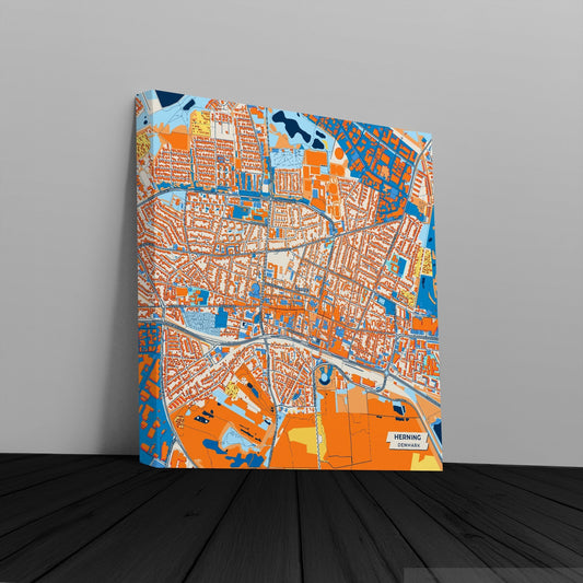 Herning Denmark Colorful City Map Canvas Print