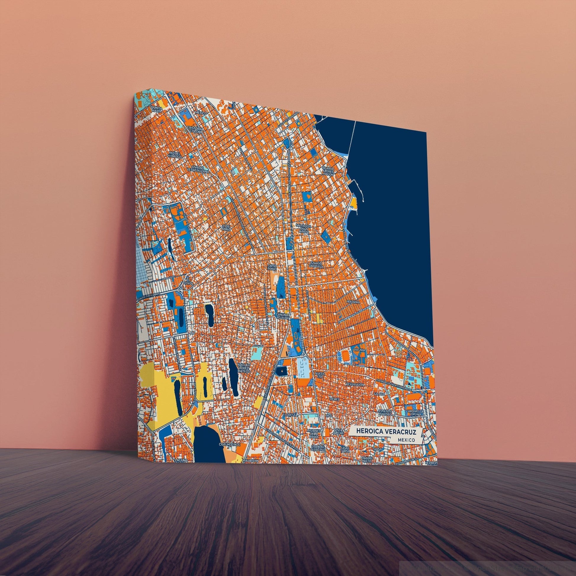 Heroica Veracruz Mexico Colorful City Map Canvas Print