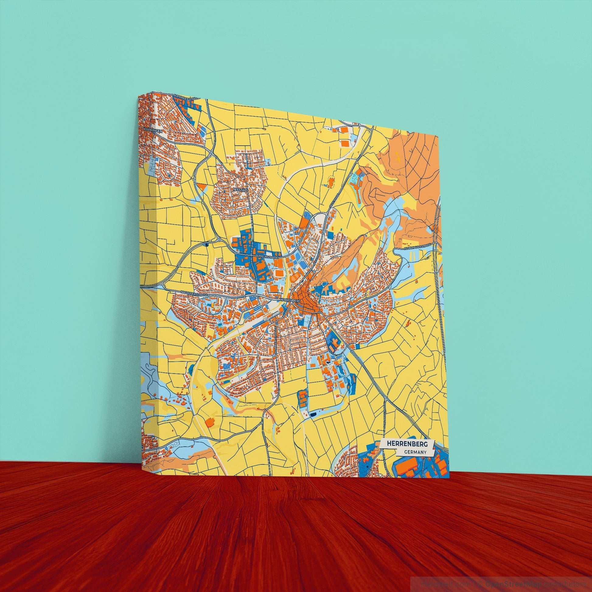 Herrenberg Germany Colorful City Map Canvas Print