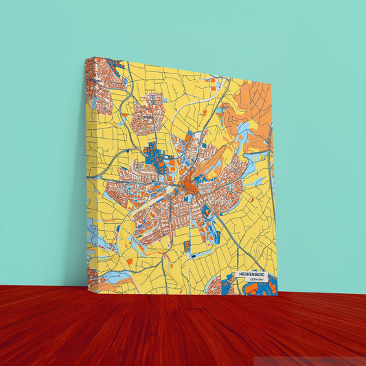 Herrenberg Germany Colorful City Map Canvas Print