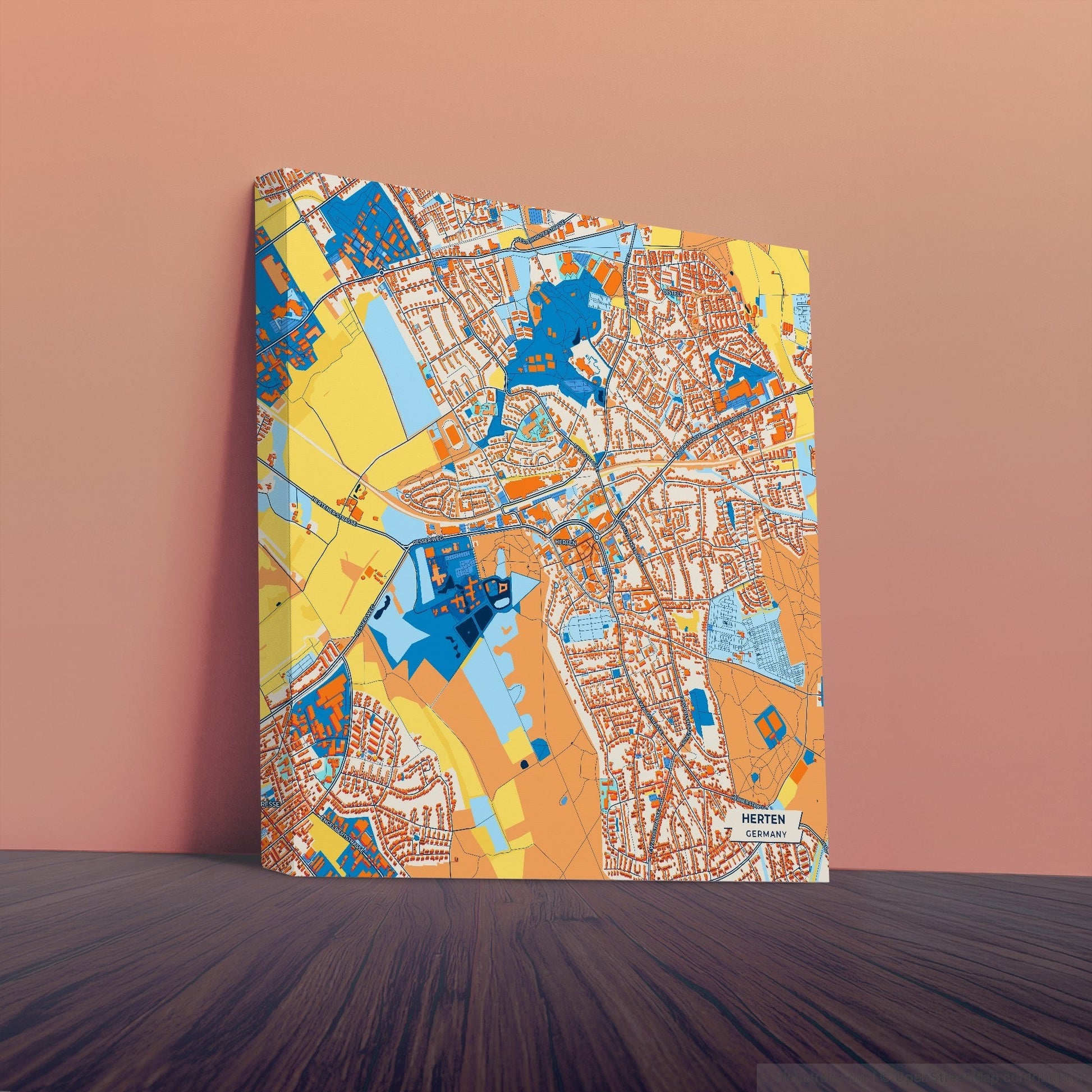 Herten Germany Colorful City Map Canvas Print