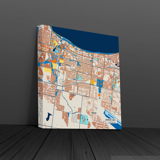 Hervey Bay Australia Colorful City Map Canvas Print