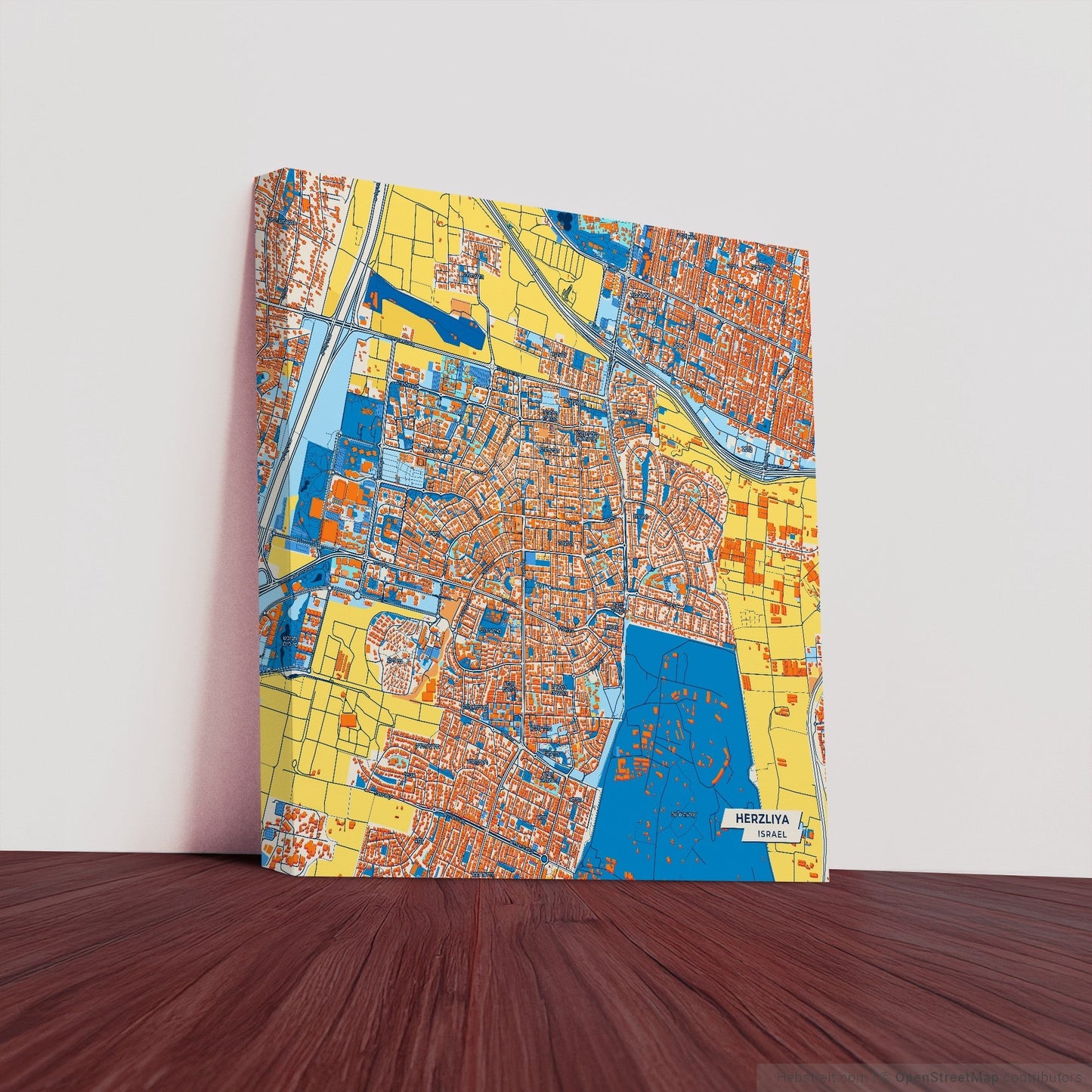 Herzliya Israel Colorful City Map Canvas Print