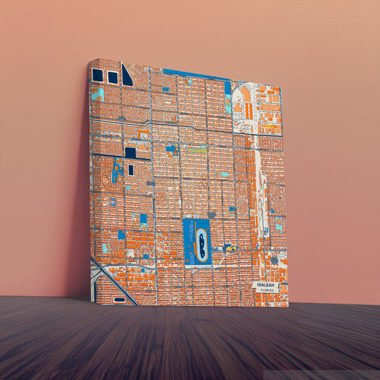 Hialeah Florida Colorful City Map Canvas Print