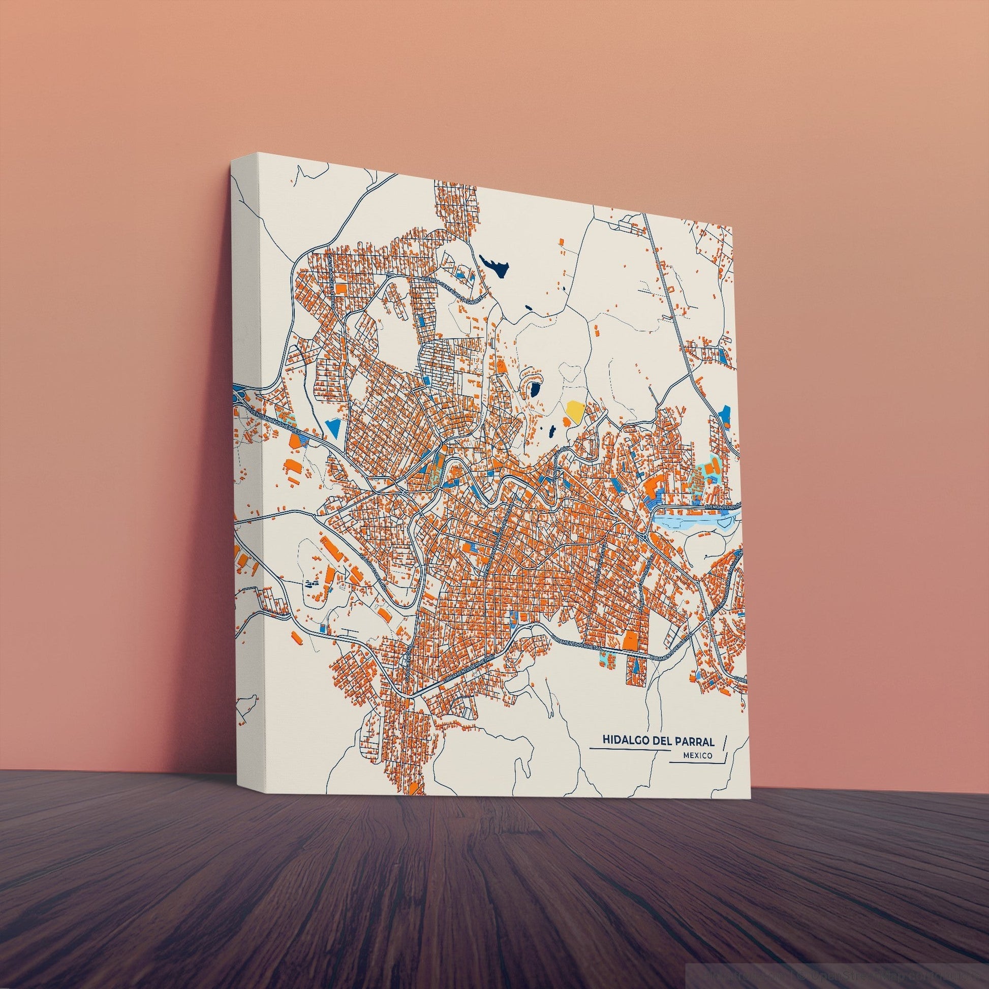 Hidalgo Del Parral Mexico Colorful City Map Canvas Print
