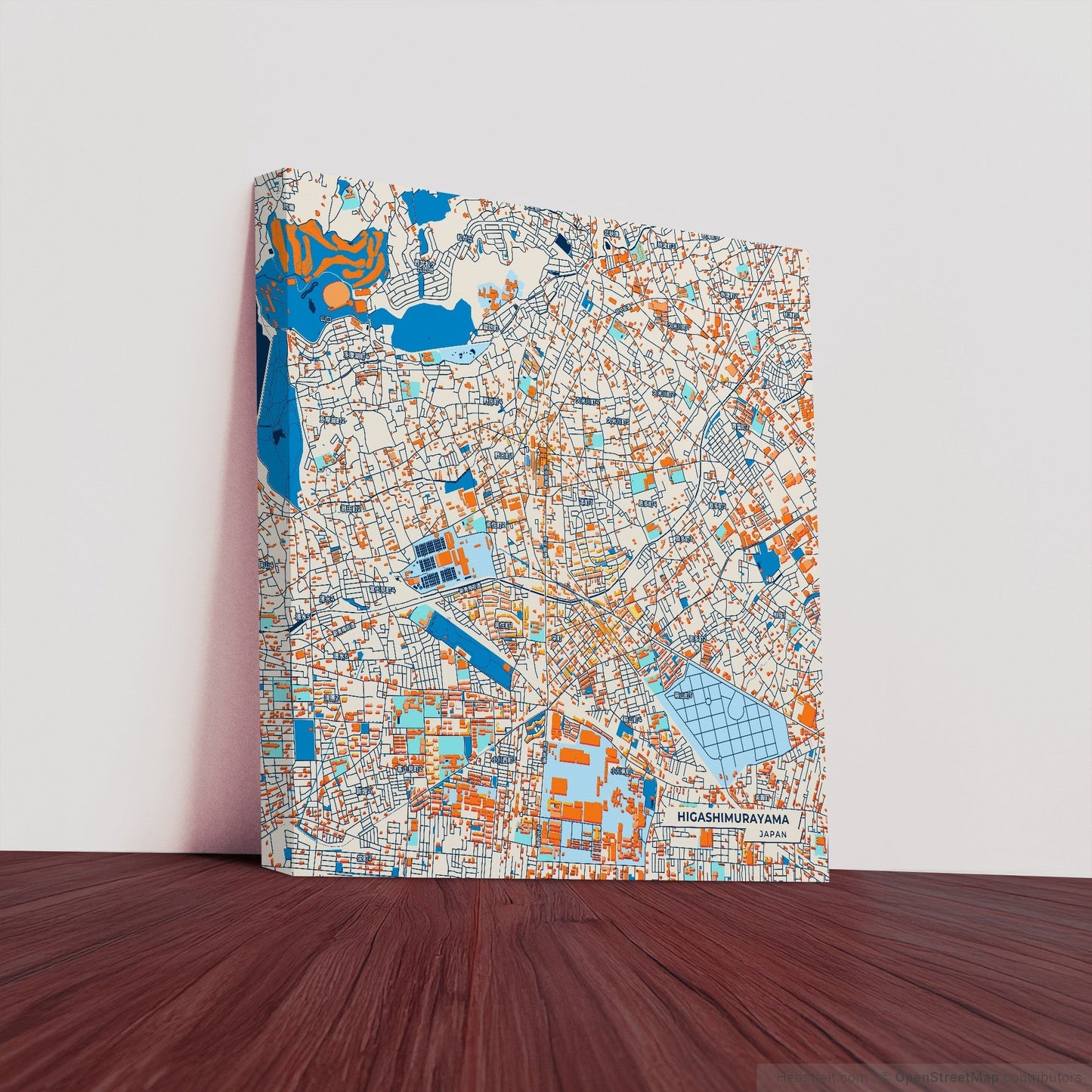 Higashimurayama Japan Colorful City Map Canvas Print