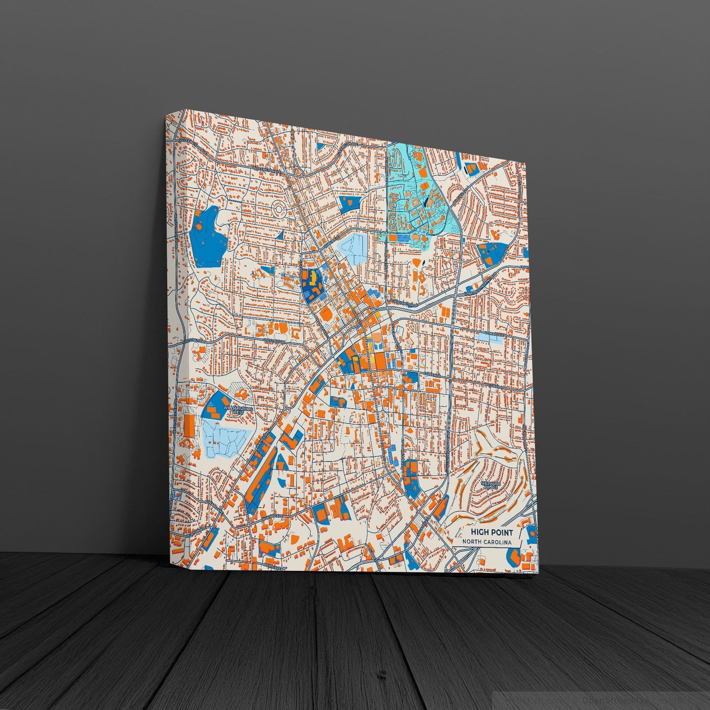 High Point North Carolina Colorful City Map Canvas Print