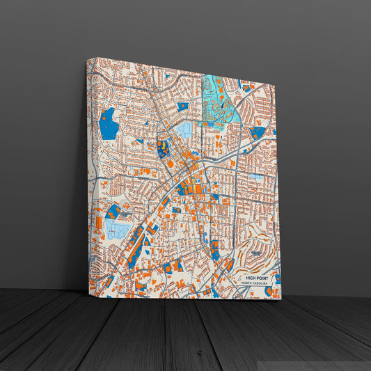 High Point North Carolina Colorful City Map Canvas Print