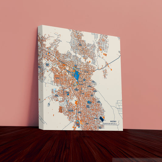 Higüey Dominican Republic Colorful City Map Canvas Print